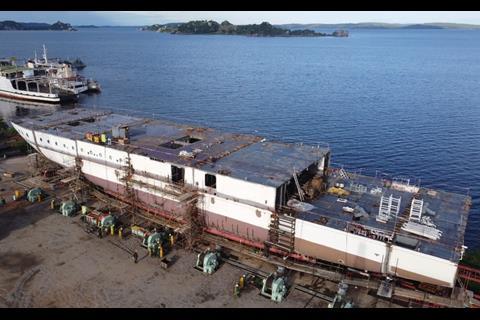 MSCL’s new 92m-long passenger ferry being assembled. (© GAS Entec)